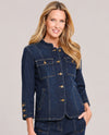 MULTIPLES M36307JP PETITE BUTTON FRONT JACKET MIDNIGHT