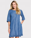 MULTIPLES M36311DM DOT RUFFLE HEM DRESS denim