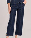 MULTIPLES M36312PM  BUTTON HEM CROP PANT midnight