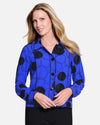 MULTIPLES M36601JW WOMENS L/S BUTTON FRONT WOVEN JACKET BLUE
