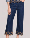 MULTIPLES M36703PP PETITE CROP JEAN WITH SCALLOP HEM DENIM