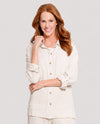 MULTIPLES M36709JP PETITE FRINGE TRIM JACKET FLAX