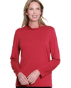 MULTIPLES M45102TW LONG SLEEVE MOCK NECK SOLID KNIT TOP