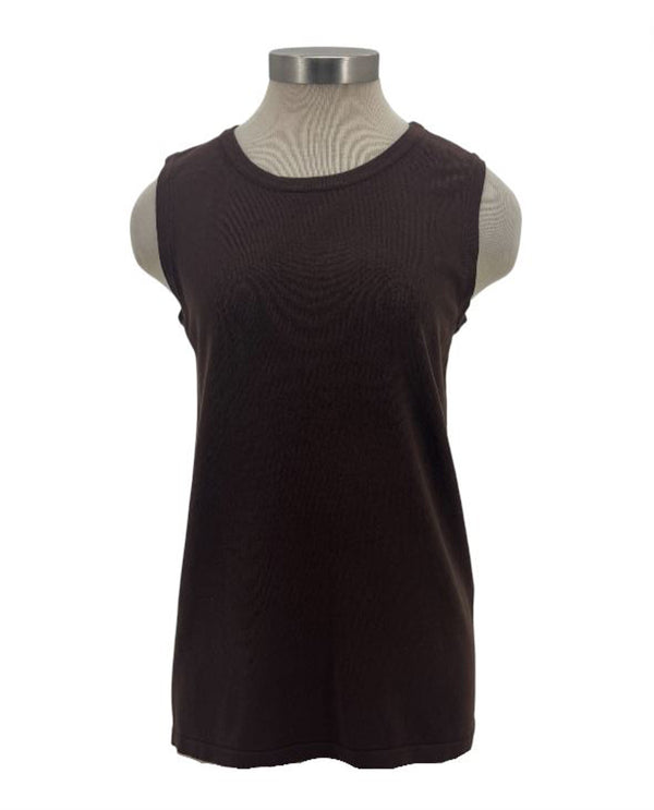 MULTIPLES M45114KM JEWEL NK SWTR KNIT TANK TOP RICH CHOCOLATE 