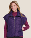 MULTIPLES M46109VM ZIP FRONT DRAWSTRING COLLAR VEST EGGPLANT