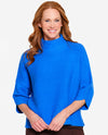 MULTIPLES M46110KM 3/4 SLV FUNNEL NECK SWEATER BLUE