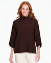 MULTIPLES M46110KP PETITE 3/4 SLV FUNNEL NECK SWEATER DK BROWN