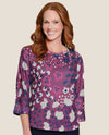 MULTIPLES M46115TW WOMEN 3/4 SLEEVE DOLMAN SCOOP NECK TOP PLUM