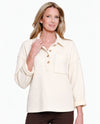 MULTIPLES M46606TP PETITE KNIT BUTTON FRONT TOP W/POCKET