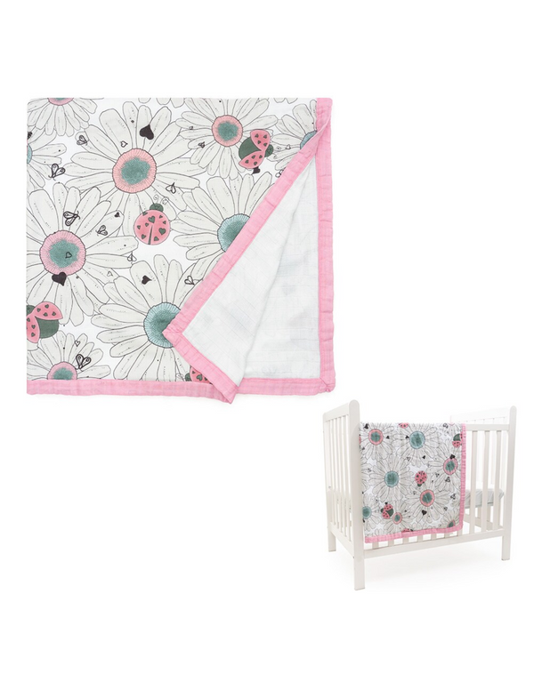 MUSLIN 47"x47" SWADDLE BLANKET BY JUMP OFF JO LADY BUG