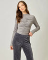 MYSTREE 61235 RUCHED MOCK NECK TOP ASH