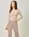 MYSTREE 61235 RUCHED MOCK NECK TOP PEARL
