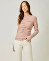 MYSTREE 61235 RUCHED MOCK NECK TOP ROSE