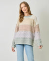MYSTREE 61260 COLOR BLOCK POINTELLE SWEATER OATMEAL