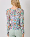 MYSTREE A-60527 FLORAL RUCHED TOP seafoam