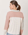MYSTREE A-60536 COLOR BLOCK SHACKET dusty rose