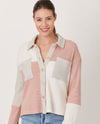 MYSTREE A-60536 COLOR BLOCK SHACKET dusty rose