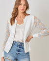 MYSTREE A-60564 CROCHET SLEEVE PULLOVER SWEATER off white