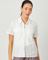 MYSTREE A-60617 EMBROIDERY MIX BUTTON SHIRT off white