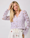 MYSTREE A-60619 CROCHET BUTTON CARDIGAN lavender