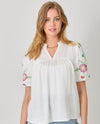 MYSTREE A-60928 EMBROIDERED SLEEVE BLOUSE OFF WHITE