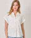 MYSTREE A-60958 WASHED EMBROIDERED TOP off white