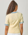 MYSTREE A-60981 DENIM TRIM TOP ivory back