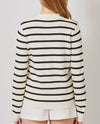MYSTREE A-60988 BLACK STRIPE SWEATER JACKET ivory