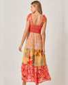MYSTREE A-61078 TIERED PRINT LONG DRESS tomato