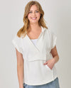 MYSTREE A-61086 V-NECK OVERSIZE HOODIE off white