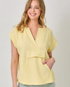 MYSTREE A-61086 V-NECK OVERSIZE HOODIE yellow