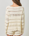 MYSTREE A-61120 CROCHET PULLOVER SWEATER ivory back