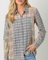 MYSTREE ANN-57944 COLOR BLOCK FLANNEL SHIRT BLUE COMBO