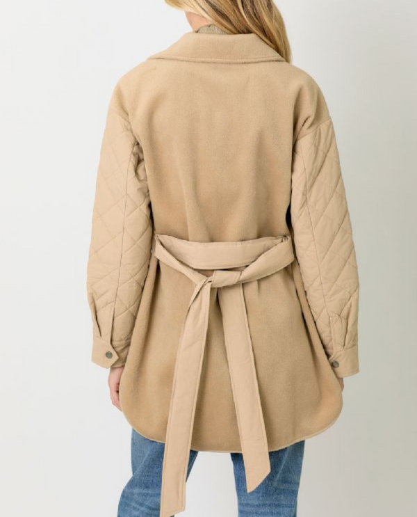 MYSTREE ANN-60735 MIX MEDIA QUILTING JACKET LATTE