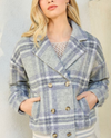 MYSTREE ANN-60752 PLAID BOMBER JACKET CLOUD GREY