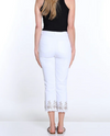 MULTIPLES EMBROIDERED HEM CROP JEAN WHITE