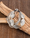 Multi Strand Alloy Silver-tone Bracelet LEAVES AND BEADS