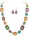 RAIN N2816M MULTI GLOW STONE MIXED SHAPE NECKLACE SET