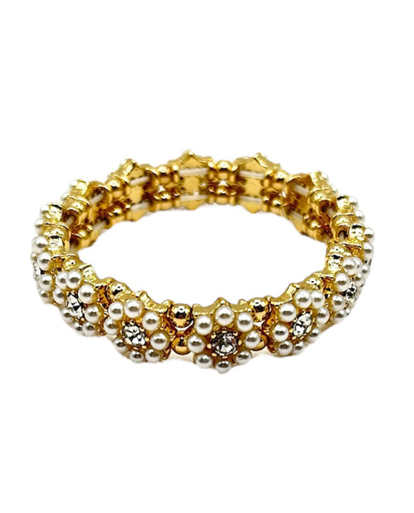 NB-1813  STRETCH PEARL FLOWER BRACELET