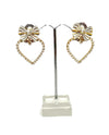 NE-2952 BOW PEARL HEART EARRING
