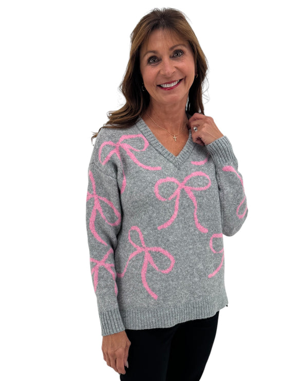 NS1881 RIBBON V-NECK SWEATER