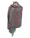 NY23160 MULTI PRINT PAISLEY PASHMINA AQUA