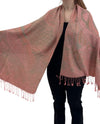 NY23160 MULTI PRINT PAISLEY PASHMINA CORAL