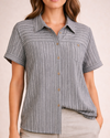 N TOUCH 3551P SAHARA SS STRIPE BLOUSE GREY