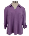 N TOUCH 42R8P 3/4 ROLL TAB SLEEVE V-NECK TOP LAVENDER