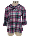 N TOUCH PLAID BUTTON NECK TOP