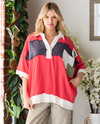 OLI & HALI JT0677 VARSITY CREWNECK SS TOP RED