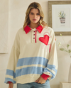 OLI & HALI JT0946 HEART STRIPE RUGBY SHIRT CREAM