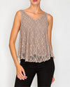 ORIGAMI 5004 LINED SPARKLY LACE TANK TOP TAUPE