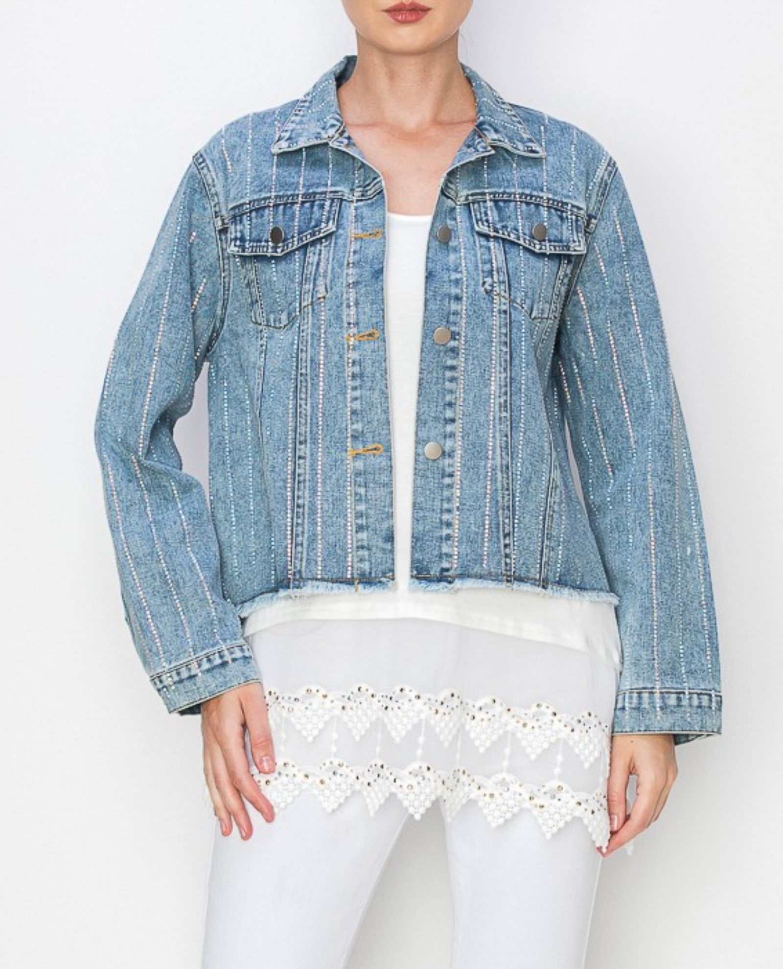 ORIGAMI OLS-4768 DENIM JACKET WITH RHINESTONES